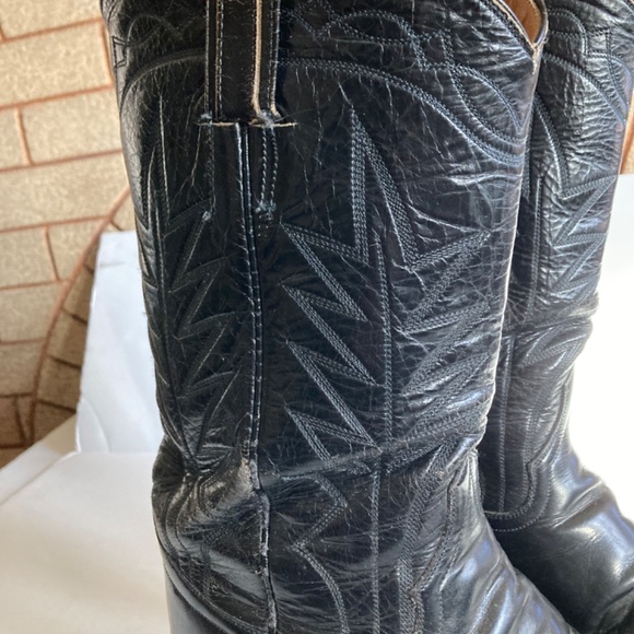 Black Leather Vintage Cowboy Boots Higher Heel Women’s Size 9 Made in Mexico - Picture 3 of 12